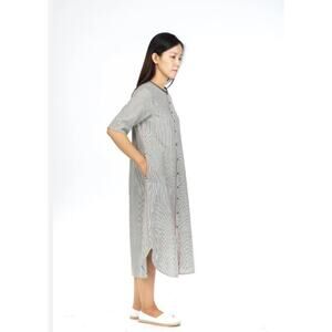 TRANSLATE Handwoven Ikat Sz XS Gray Stripe Shirt Dress NWT